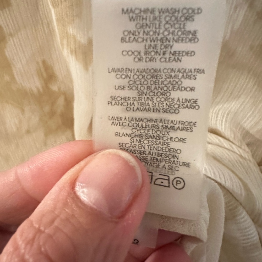 CALVIN KLEIN Woman Flutter sleeve smocked tan-white mock neck classic tank NWT S - Picture 9 of 14